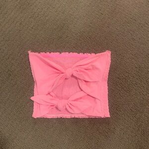 Pink tie tube top